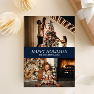 Cartes Pour Fêtes Annuelles Script bleu moderne Joyeux jours fériés Noël Photo