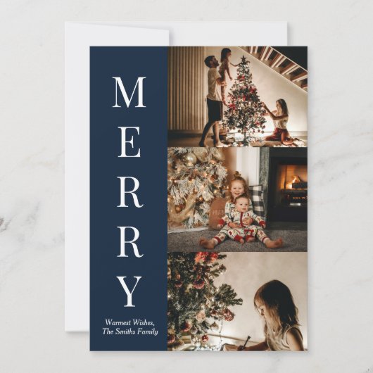 Cartes Pour Fêtes Annuelles Script bleu moderne Joyeux Noël Photo (Devant)