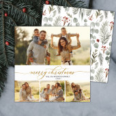 Cartes Pour Fêtes Annuelles Script botanique moderne 4 Multi Photo Noël