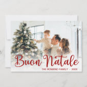 Cartes Pour Fêtes Annuelles Script Buon Natale Photo Holiday Card (Devant)