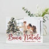 Cartes Pour Fêtes Annuelles Script Buon Natale Photo Holiday Card (Debout devant)