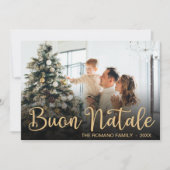 Cartes Pour Fêtes Annuelles Script Buon Natale Photo Holiday Card (Devant)