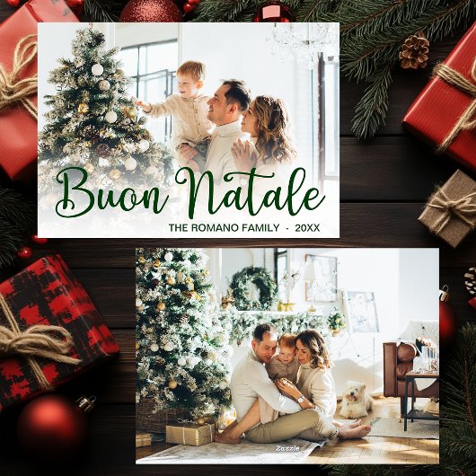 Cartes Pour Fêtes Annuelles Script Buon Natale Photo Holiday Card