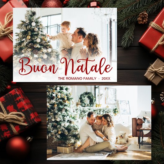 Cartes Pour Fêtes Annuelles Script Buon Natale Photo Holiday Card