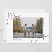 Cartes Pour Fêtes Annuelles Script Calligraphie Portrait de Noël Photo (Devant)