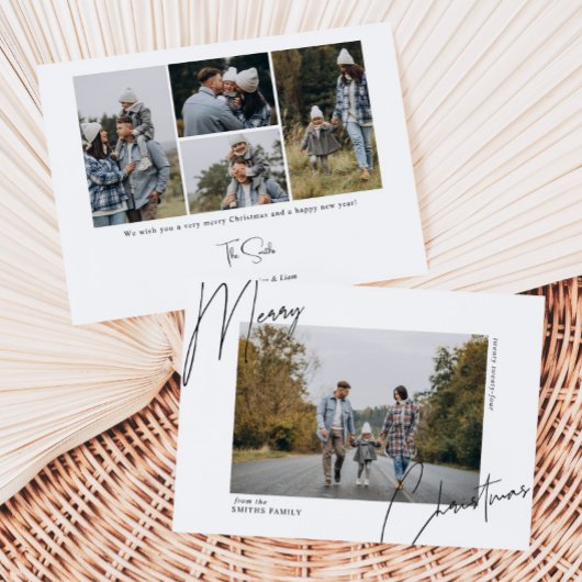 Cartes Pour Fêtes Annuelles Script Calligraphie Portrait de Noël Photo