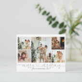 Cartes Pour Fêtes Annuelles Script cardiaque Silver Grey Joyeux Noël 5 Photo (Debout devant)