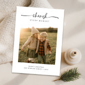 Cartes Pour Fêtes Annuelles Script Cherish Every Moment Famille Photo Noël