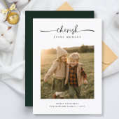 Cartes Pour Fêtes Annuelles Script Cherish Every Moment Famille Photo Noël