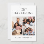Cartes Pour Fêtes Annuelles Script chic et serif Nom de famille 3 Photo Noël (Devant)