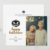 Cartes Pour Fêtes Annuelles Script Citrouille Rustique Jack-O'-Lantern Hallowe (Devant / Derrière)