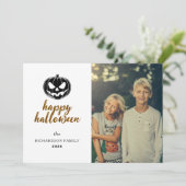 Cartes Pour Fêtes Annuelles Script Citrouille Rustique Jack-O'-Lantern Hallowe (Debout devant)