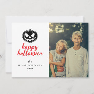 Cartes Pour Fêtes Annuelles Script Citrouille Rustique Jack-O'-Lantern Hallowe
