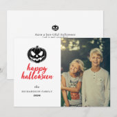 Cartes Pour Fêtes Annuelles Script Citrouille Rustique Jack-O'-Lantern Hallowe (Devant / Derrière)