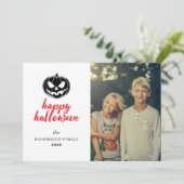 Cartes Pour Fêtes Annuelles Script Citrouille Rustique Jack-O'-Lantern Hallowe (Debout devant)