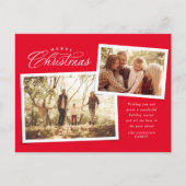 Cartes Pour Fêtes Annuelles Script classique Joyeux Noël deux photo rouge (Devant)