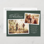 Cartes Pour Fêtes Annuelles Script classique Joyeux Noël deux photo vert (Devant / Derrière)