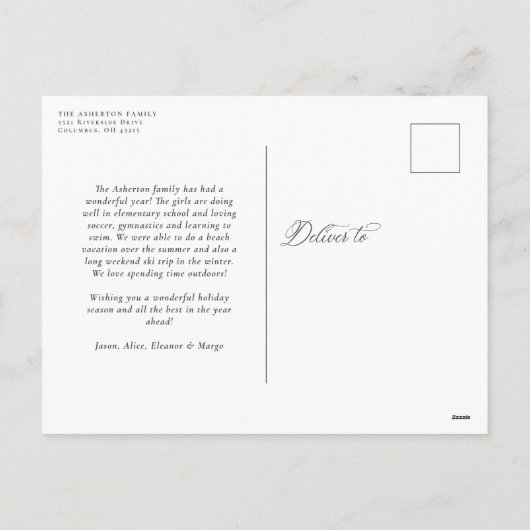 Cartes Pour Fêtes Annuelles Script classique Joyeux Noël deux photo vert (Dos)