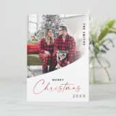 Cartes Pour Fêtes Annuelles Script classique Joyeux Noël une photo moderne (Debout devant)