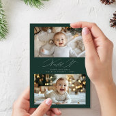 Cartes Pour Fêtes Annuelles Script cloué il Enfants 2 Photo Noël Vert
