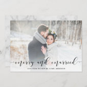 Cartes Pour Fêtes Annuelles Script d'amour | Joyeux et marié avec photo (Devant / Derrière)