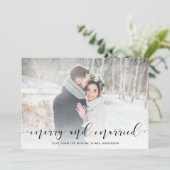 Cartes Pour Fêtes Annuelles Script d'amour | Joyeux et marié avec photo (Debout devant)