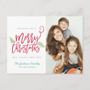 Cartes Pour Fêtes Annuelles Script de Brève moderne brillant Noël Photo de vac