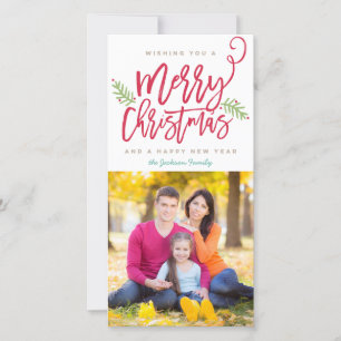 Cartes Pour Fêtes Annuelles Script de Brève moderne brillant Noël Photo de vac
