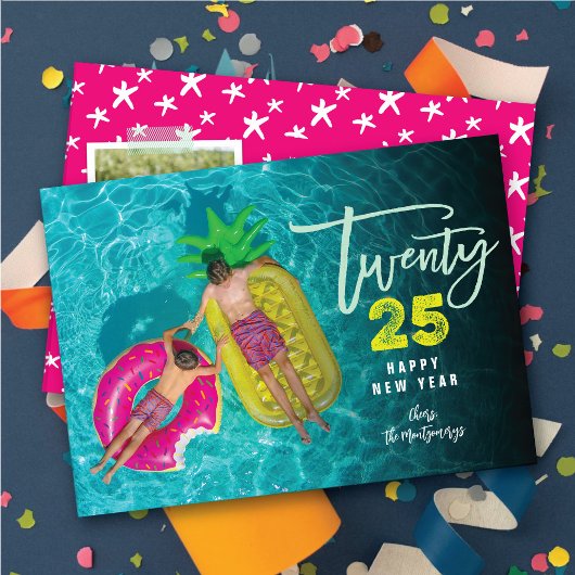 Cartes Pour Fêtes Annuelles Script de brosse moderne 2025 Typographie Photo du