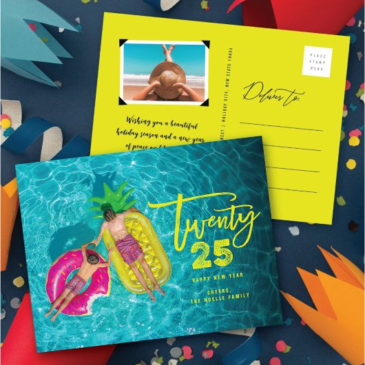 Cartes Pour Fêtes Annuelles Script de brosse moderne 2025 Typographie Photo du