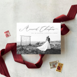 Cartes Pour Fêtes Annuelles Script de calligraphie de Noël marié