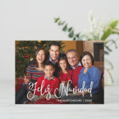 Cartes Pour Fêtes Annuelles Script de calligraphie moderne Feliz Navidad Photo (Debout devant)