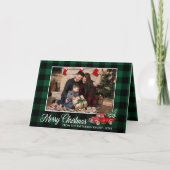 Cartes Pour Fêtes Annuelles Script de calligraphie Photo vert Plaid Camion rou (Devant)