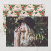 Cartes Pour Fêtes Annuelles Script de fausse joie dorée (Devant / Derrière)