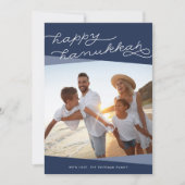 Cartes Pour Fêtes Annuelles Script de Geo bleu marine | Hanoukka Photo (Devant)