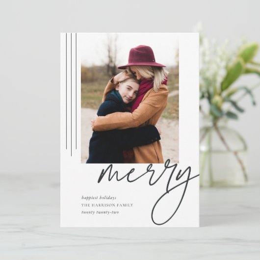Cartes Pour Fêtes Annuelles Script de hachage | Photo verticale (Debout devant)