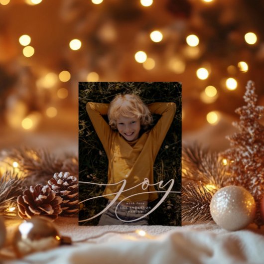 Cartes Pour Fêtes Annuelles Script de joie botanique minimal moderne Noël