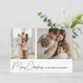 Cartes Pour Fêtes Annuelles Script de Joyeux Noël simplement moderne 2 Photo (Debout devant)