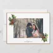 Cartes Pour Fêtes Annuelles Script de Noël avec Holly & Photo (Dos)