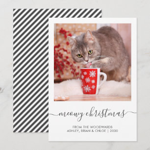 Cartes Pour Fêtes Annuelles Script de Noël de Meowy Photo de chat personnalisé
