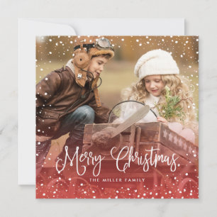 Cartes Pour Fêtes Annuelles Script de Noël de neige Carré photo