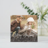 Cartes Pour Fêtes Annuelles Script de Noël de neige Carré photo (Debout devant)