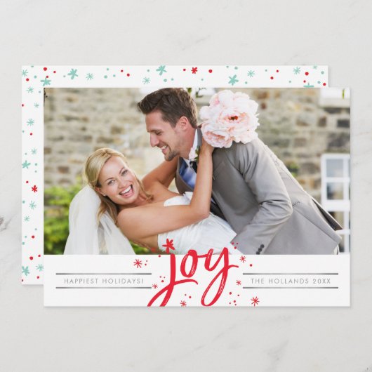 Cartes Pour Fêtes Annuelles SCRIPT DE NOËL JOIE photo moderne simple minimal (Devant / Derrière)