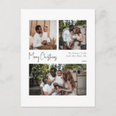Cartes Pour Fêtes Annuelles Script de Noël moderne centré sur trois photos (Devant)
