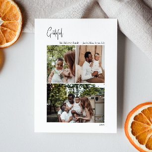 Cartes Pour Fêtes Annuelles Script de Noël moderne Grateful Vertical 3 Photo