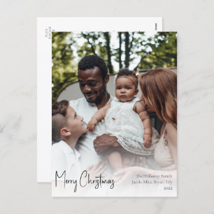 Cartes Pour Fêtes Annuelles Script de Noël moderne photo verticale complète