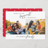 Cartes Pour Fêtes Annuelles Script de Noël multi photo minimal (Devant / Derrière)