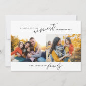 Cartes Pour Fêtes Annuelles Script de Noël multi photo minimal (Devant)