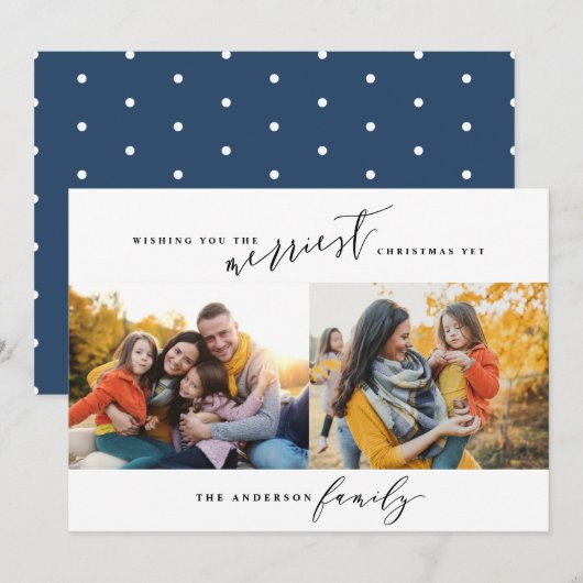 Cartes Pour Fêtes Annuelles Script de Noël multi photo minimal (Devant / Derrière)
