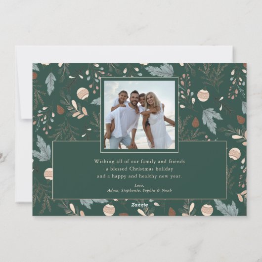 Cartes Pour Fêtes Annuelles Script de Noël Photo complète Boho Greenery Messag (Dos)